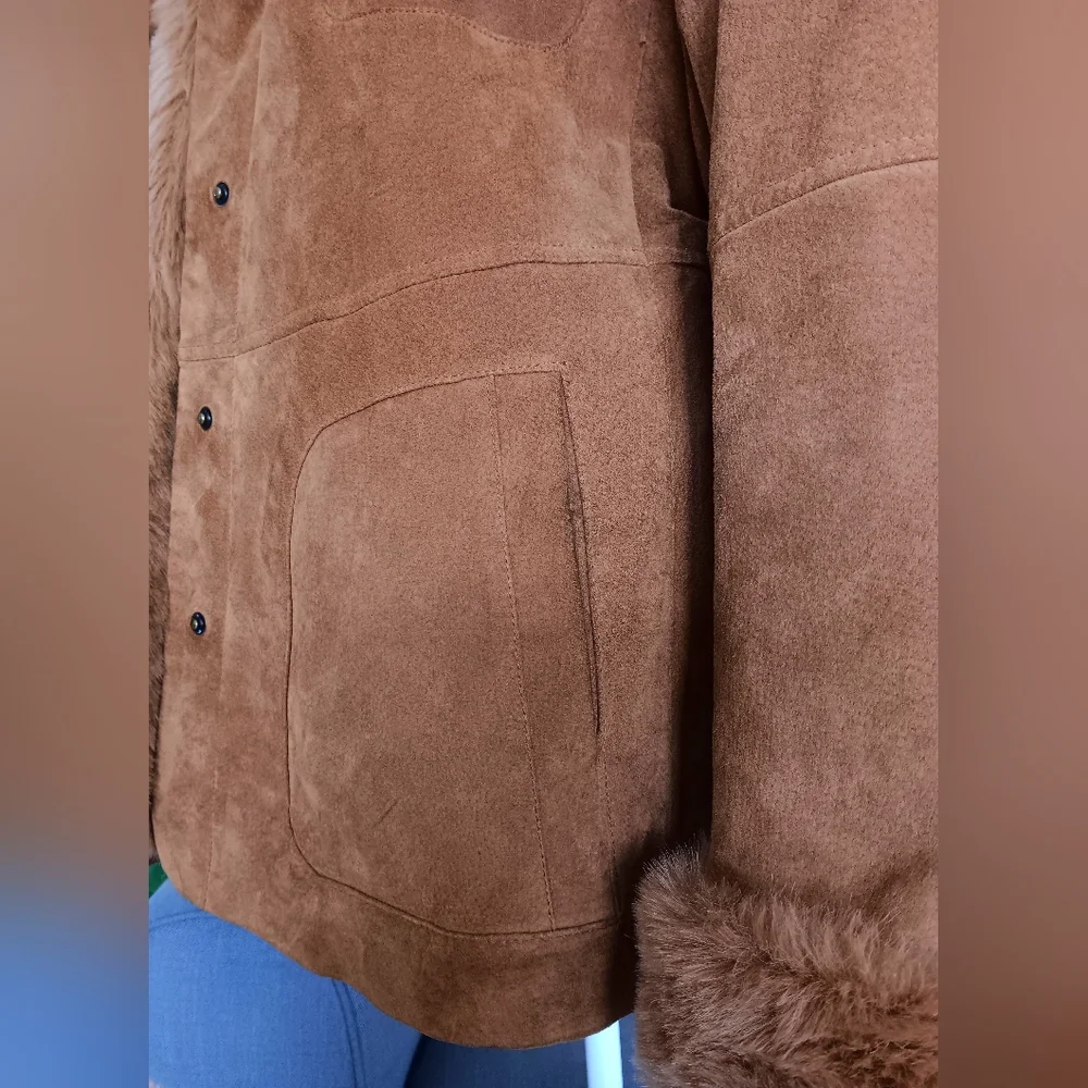 Vintage 90s Y2K Penny Lane Jacket Removable Fur Liner - Picture 15 of 16